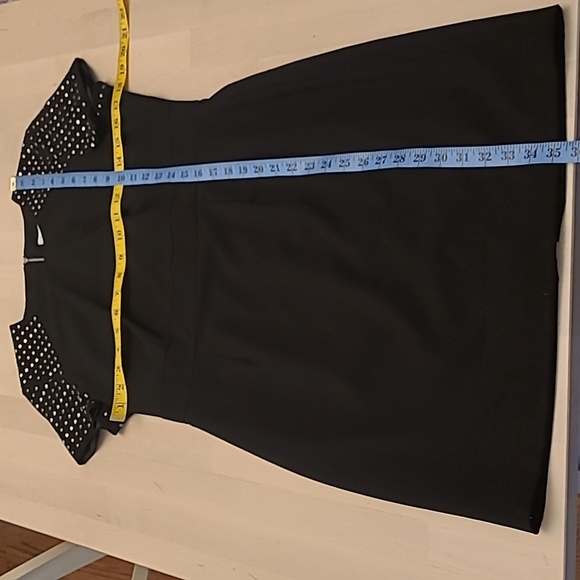 NWOT Calvin Klein Black Silver Studded Short Sleeved Fully Zip Back Midi Dress - Picture 4 of 15